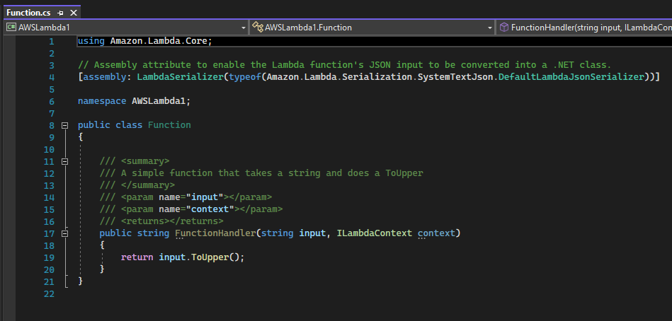 Lambda Function Creation Screen